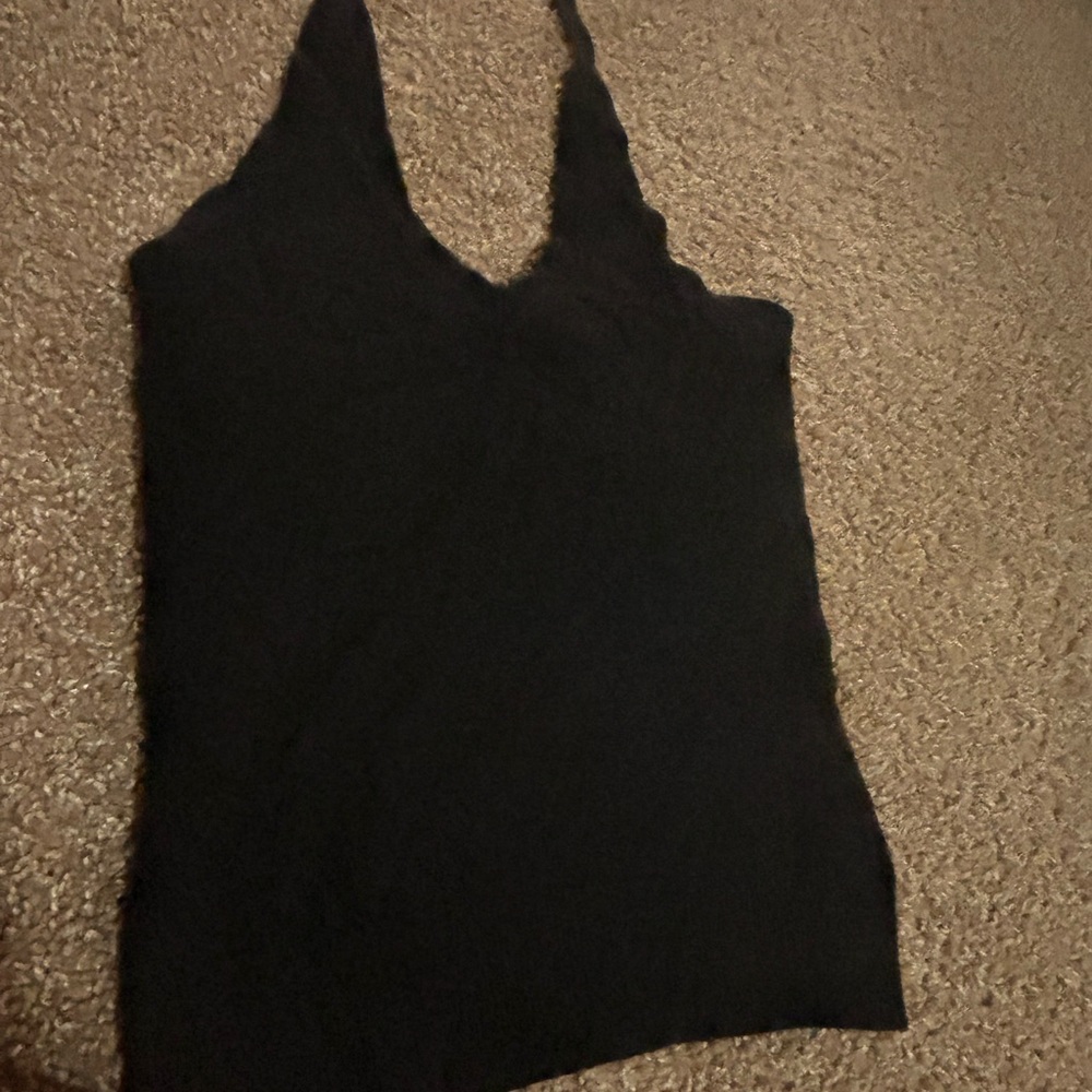 GAP Black Fitted Tank Top with Deep V-Neck